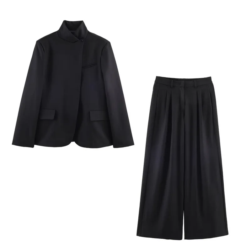 Fashionable Casual Wide Leg Pleated Pants Women's Suiting Outerwear Transoceanic Style Long Sleeve Color Ladies Jacket
Fashionable Casual Wide Leg Pleated Pants Women's Suiting Outerwear Transoceanic Style Long Sleeve Color Ladies Jacket