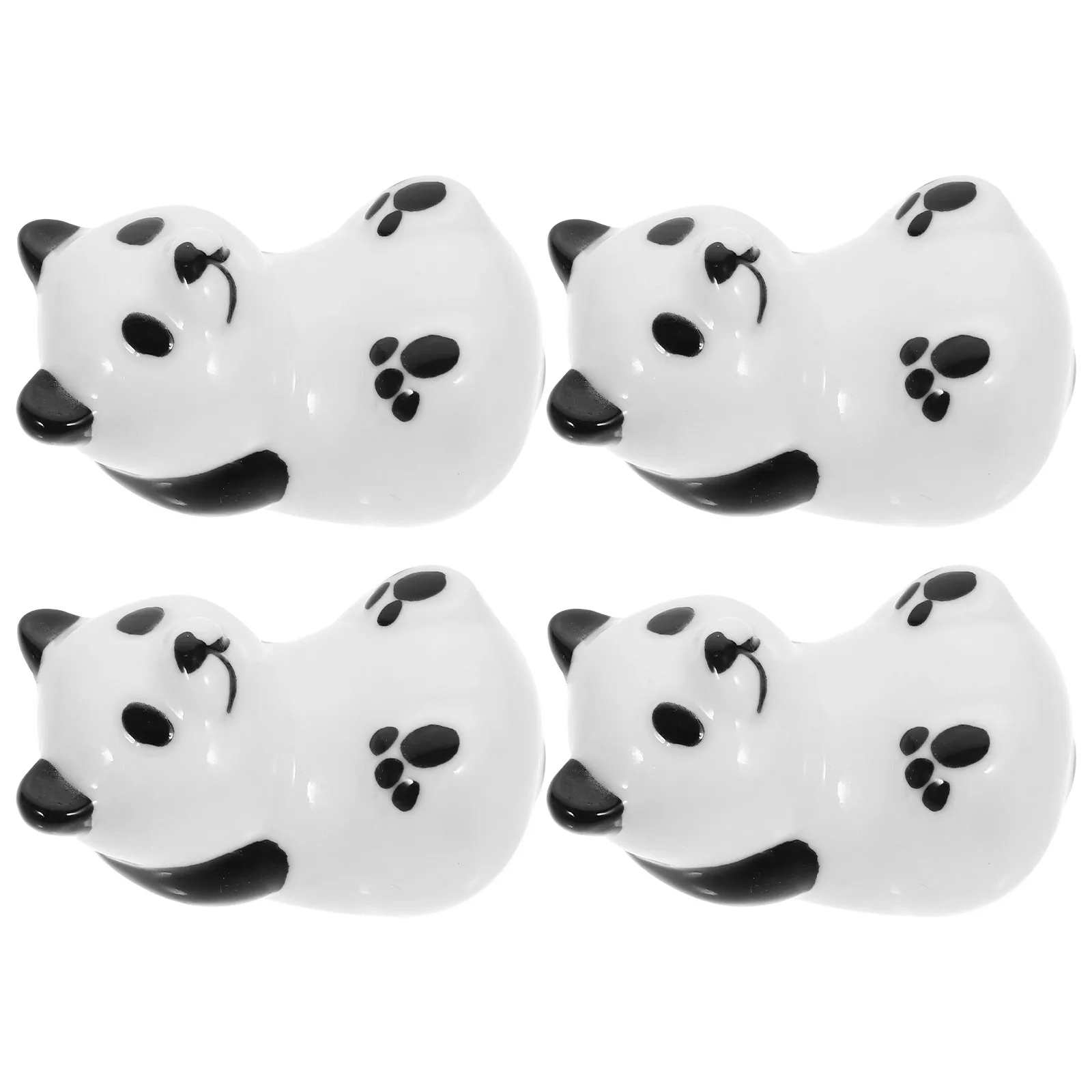 4Pcs Ceramic Chopsticks Rest Panda Style Table Accessory Functional Pen Holder for Home Restaurant Tabletop Decoration