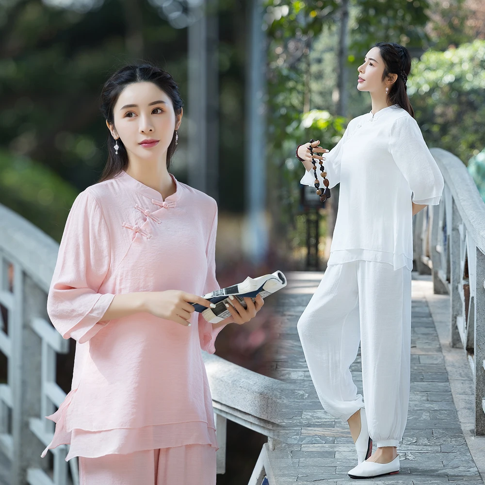 Retro Ethnic Sle Cotton Linen Zen Suit Set round Ne Middle Sve Loose Waist Long Pants Faionable Women's Ensemble
Retro Ethnic Sle Cotton Linen Zen Suit Set round Ne Middle Sve Loose Waist Long Pants Faionable Women's Ensemble
