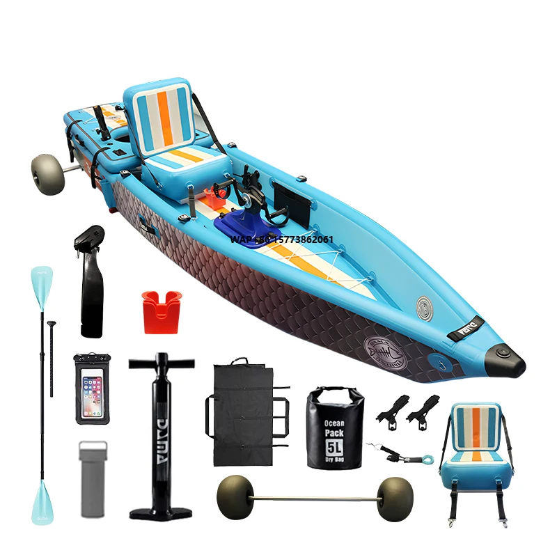 Portable Foldable Drop Stitch Inflatable Kayak Fishing Boat Rowing Canoe Kayak With Pedal System