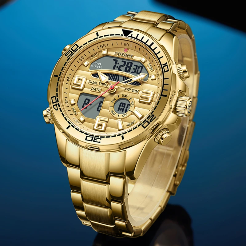 FOXBOX Dual Display Watch Men Fashion Sports Waterproof Men's Quartz Wristwatches Casual Business Analog Digital Watch For Men
FOXBOX Dual Display Watch Men Fashion Sports Waterproof Men's Quartz Wristwatches Casual Business Analog Digital Watch For Men