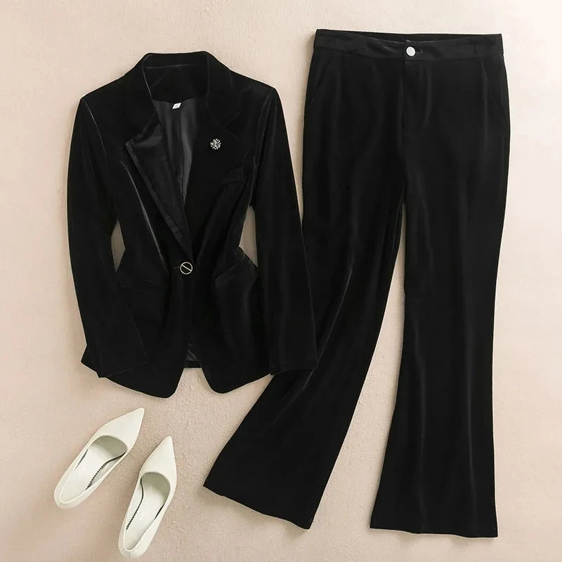 Black Gold Velvet Suit Large Size Women Two Piece Set 2025 Spring Autumn Set Fashion Velvet Blazer High-End Small Suit Jacket
Black Gold Velvet Suit Large Size Women Two Piece Set 2025 Spring Autumn Set Fashion Velvet Blazer High-End Small Suit Jacket