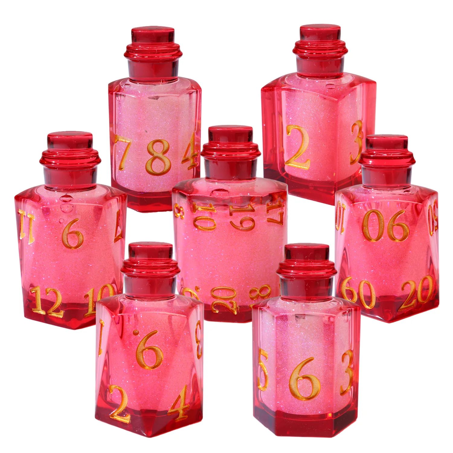 Liquid Core Potion Bottle Dice Set,Red Healing Resin Polyhedral Dice with Floating Glitter for Dungeons and Dragons-Bottle7
Liquid Core Potion Bottle Dice Set,Red Healing Resin Polyhedral Dice with Floating Glitter for Dungeons and Dragons-Bottle7