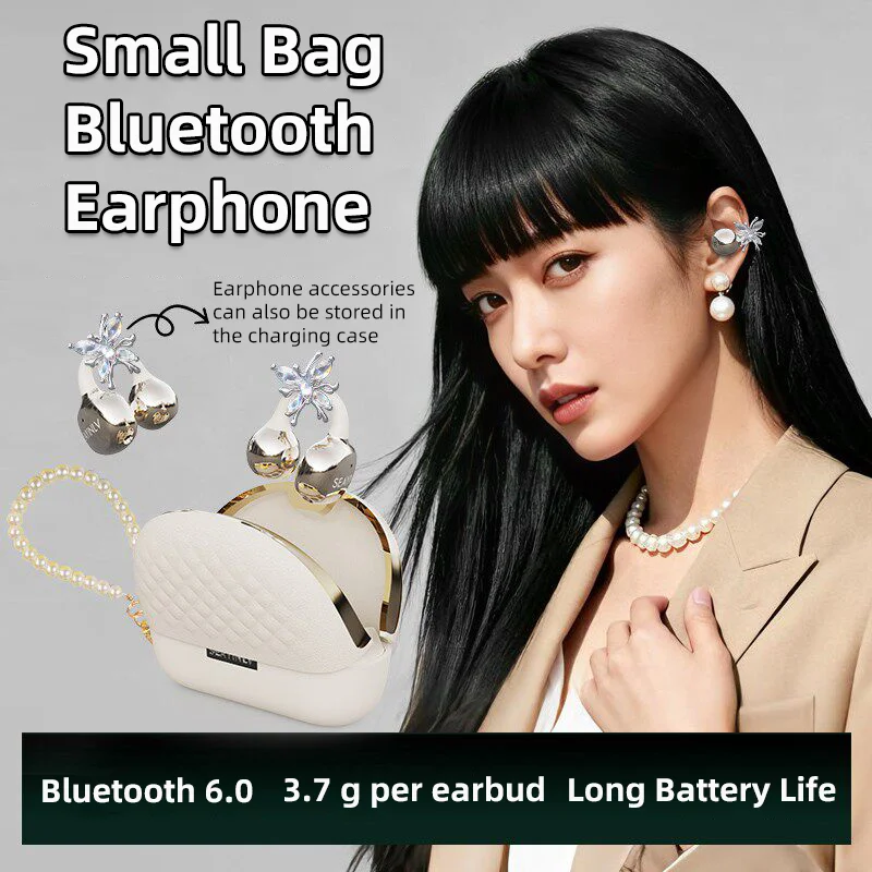 Small Bag Bluetooth Earphone Ear Clip Earrings Fits In Charging Dock Long Battery Life Bluetooth 6.0 Comfortable Wear Beautiful
Small Bag Bluetooth Earphone Ear Clip Earrings Fits In Charging Dock Long Battery Life Bluetooth 6.0 Comfortable Wear Beautiful