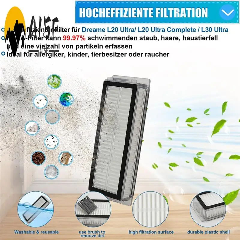 A15F-Accessories Kit Replacement For Dreame L20 Ultra / X20 Pro / X20 Pro Plus Robot Parts,Main Brush Dust Bags, Hepa Filters
A15F-Accessories Kit Replacement For Dreame L20 Ultra / X20 Pro / X20 Pro Plus Robot Parts,Main Brush Dust Bags, Hepa Filters