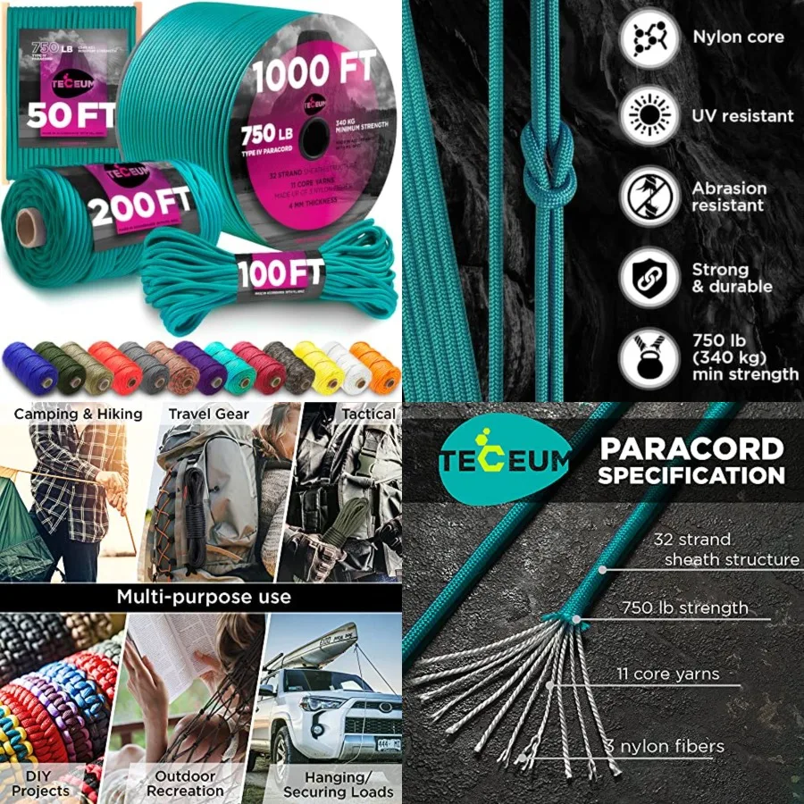 Paracord Rope 7 lb 0// 120// String Parachute Cord for Camping, Survival, Outdoor Gear 35+ Colors Nylon Utility Rope Tactical S
Paracord Rope 7 lb 0// 120// String Parachute Cord for Camping, Survival, Outdoor Gear 35+ Colors Nylon Utility Rope Tactical S