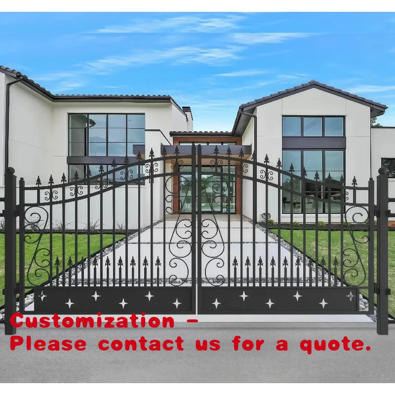 custom.Economical Durable Iron Driveway Dual Swing Steel Gate Black Wrought Iron Design Hotel Industrial Modern Exteri
custom.Economical Durable Iron Driveway Dual Swing Steel Gate Black Wrought Iron Design Hotel Industrial Modern Exteri