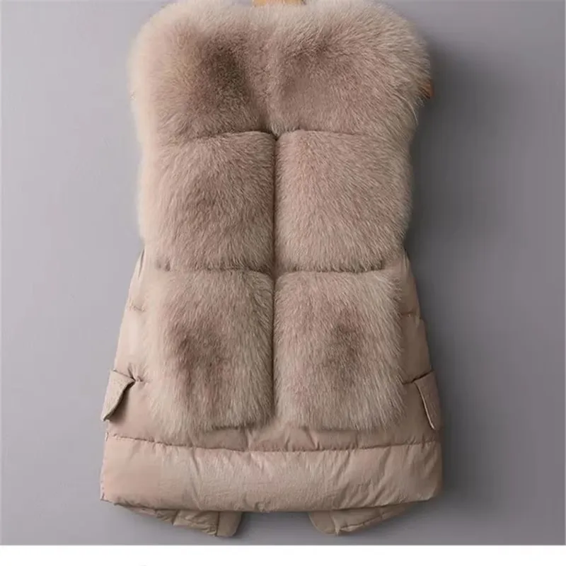 New Autumn Winter Short Sleeveless Down Jacket Women Iimitation Fox Fur Vest Coat Female Cotton Waistcoat Casual Tops Outerwear
New Autumn Winter Short Sleeveless Down Jacket Women Iimitation Fox Fur Vest Coat Female Cotton Waistcoat Casual Tops Outerwear