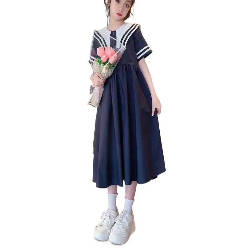 Girls' Preppy Collar Midi Dress 2026 Summer New, School Style Gown for Big Kids Casual Daily Breathable Wear
Girls' Preppy Collar Midi Dress 2026 Summer New, School Style Gown for Big Kids Casual Daily Breathable Wear