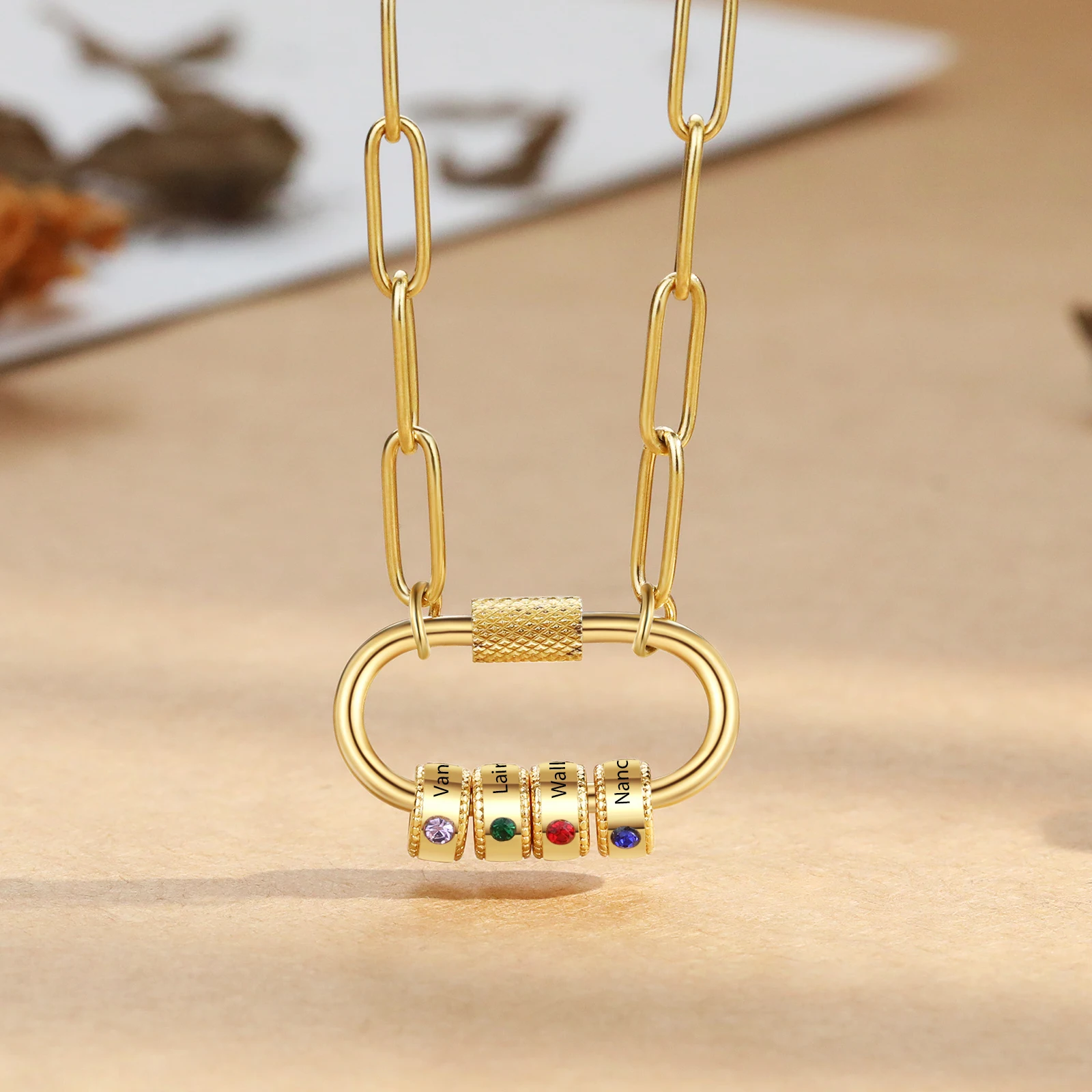 Personalized Name Necklace Custom Birthstone Paperclip Necklace Pendant With 4 Names Family Member Pendant Mother's Day Gift
Personalized Name Necklace Custom Birthstone Paperclip Necklace Pendant With 4 Names Family Member Pendant Mother's Day Gift
