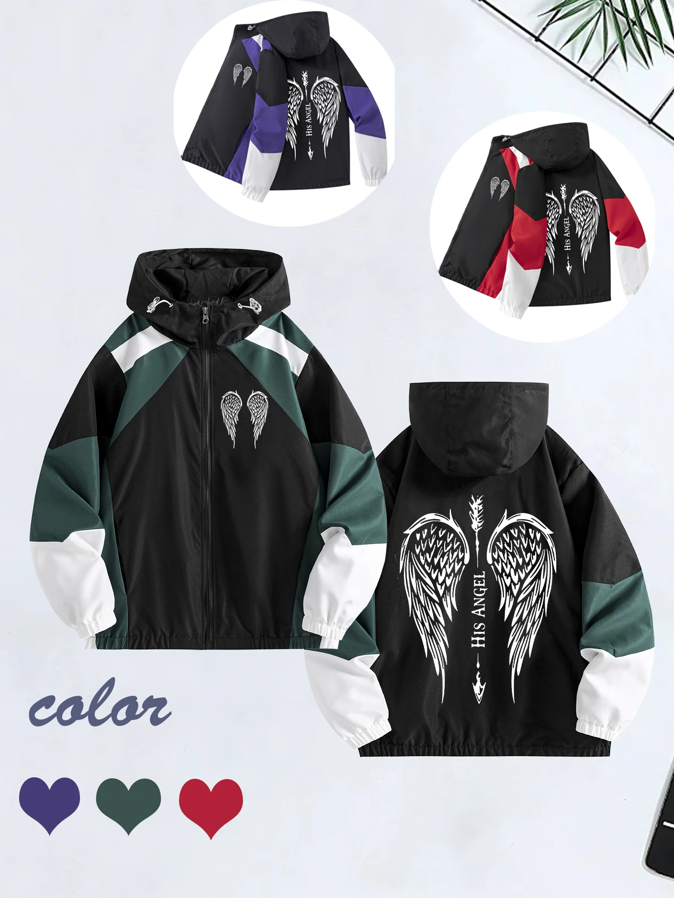 Мужская весенне-осенняя куртка на молнии с капюшоном и рисунком крыльев — стильная спортивная повседневная одежда для улицы и повседневного использования, версия для пар в студенческом стиле
Мужская весенне-осенняя куртка на молнии с капюшоном и рисунком крыльев — стильная спортивная повседневная одежда для улицы и повседневного использования, версия для пар в студенческом стиле