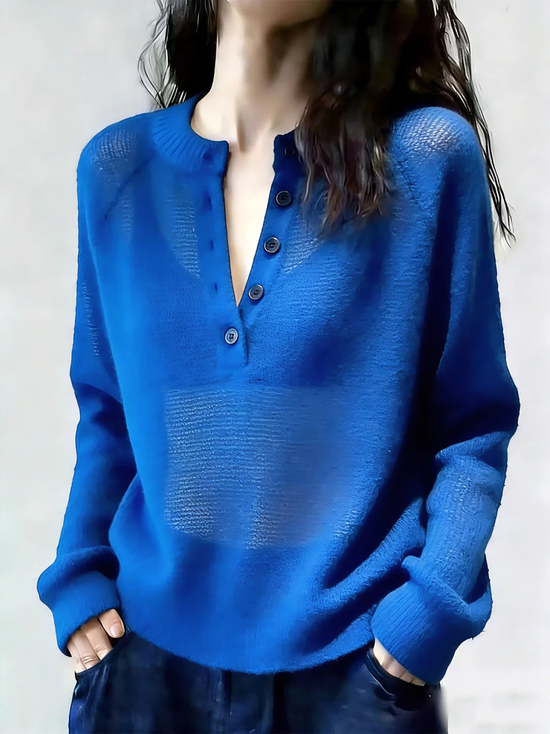 Slim Fit Long Sleeve Knitted Top Korean Style Loose T-Shirt Beautiful Blue Summer Spring Fashionable Women's Loose Shirt
Slim Fit Long Sleeve Knitted Top Korean Style Loose T-Shirt Beautiful Blue Summer Spring Fashionable Women's Loose Shirt