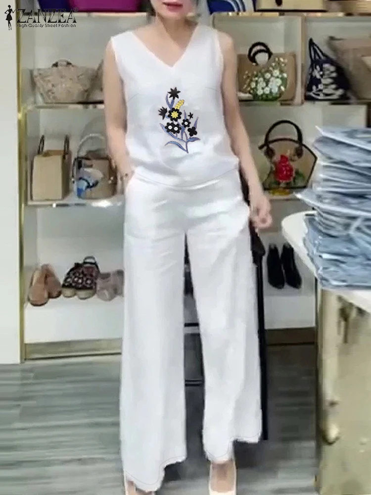 ZANZEA Bohemian Women 2-Pieces Sets Holiday Wide Leg Pant Loose Casual 2pcs Outfits Floral Embroidery V Neck Tank Tops Pant Sets
ZANZEA Bohemian Women 2-Pieces Sets Holiday Wide Leg Pant Loose Casual 2pcs Outfits Floral Embroidery V Neck Tank Tops Pant Sets