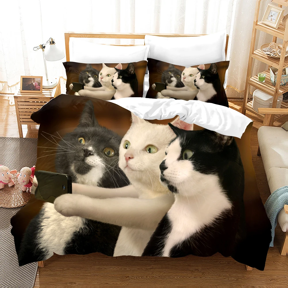 Animal Cat Duvet Cover King Queen Black White Funny Cute Pet Kitty Bedding Set For Kids Teens Adult Fashion Soft Comforter Cover
Animal Cat Duvet Cover King Queen Black White Funny Cute Pet Kitty Bedding Set For Kids Teens Adult Fashion Soft Comforter Cover