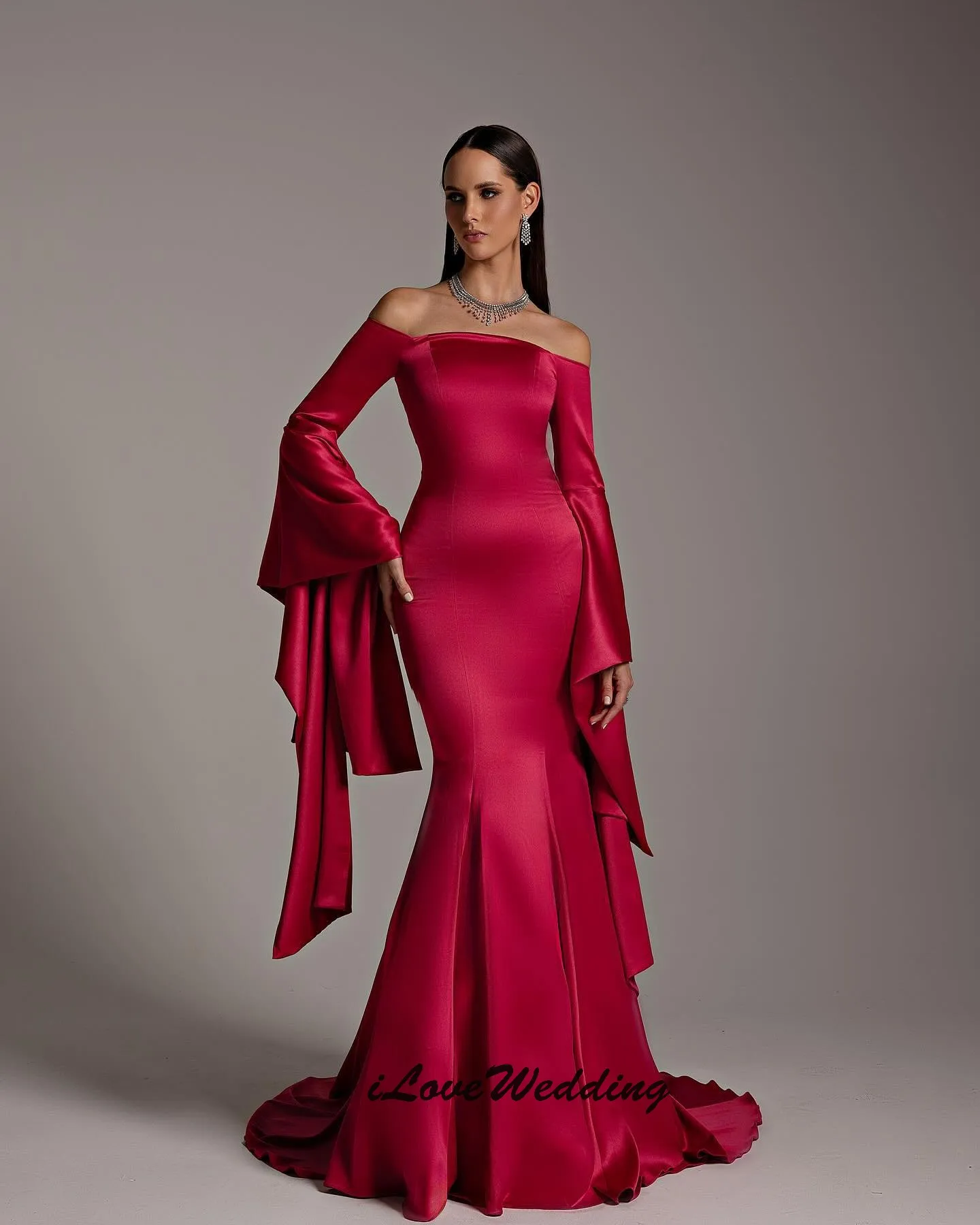 Rose Red Mermiad Prom Dresses 2025 Elegant Satin Wedding Party Dress For Woman Off The Shoulder Formal Evening Dress Customized
Rose Red Mermiad Prom Dresses 2025 Elegant Satin Wedding Party Dress For Woman Off The Shoulder Formal Evening Dress Customized