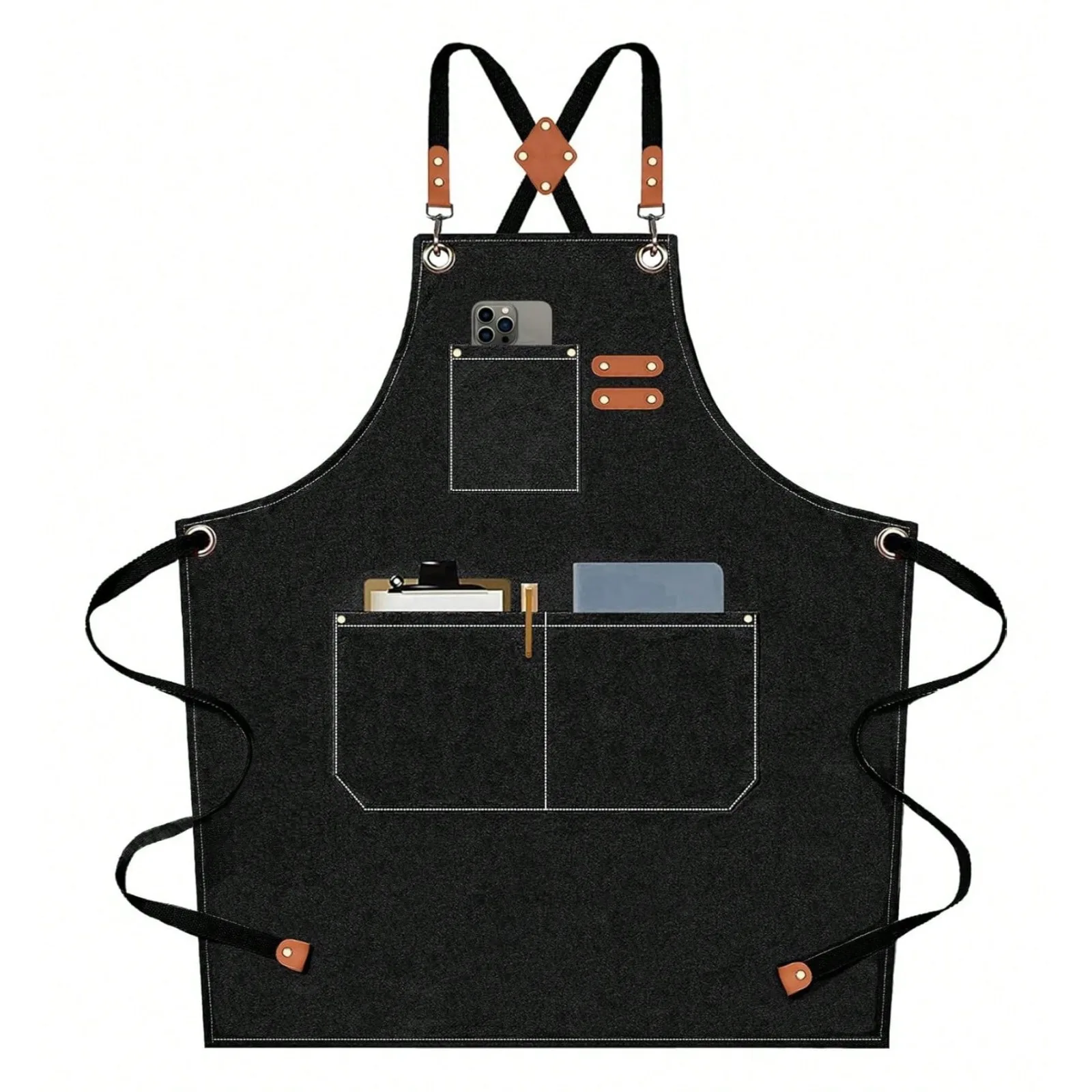 1 Piece Chef Aprons For Men Women With Large Pockets - Cotton Canvas Cross Back Heavy Duty Adjustable Work Apron, Thickened High Quality & Apron, Gardening High Quality Apron, For Kitchen, Garden, Party, Coffee Shop, Restaurant
1 Piece Chef Aprons For Men Women With Large Pockets - Cotton Canvas Cross Back Heavy Duty Adjustable Work Apron, Thickened High Quality & Apron, Gardening High Quality Apron, For Kitchen, Garden, Party, Coffee Shop, Restaurant