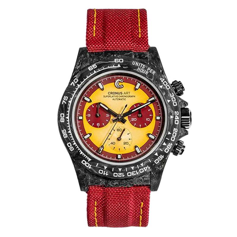 CRONUSART Men Chronograph Watch 40mm Carbon Fibre Case Automatic Mechanical Wristwatch 5Bar Luminous Sapphire Triple Windows
CRONUSART Men Chronograph Watch 40mm Carbon Fibre Case Automatic Mechanical Wristwatch 5Bar Luminous Sapphire Triple Windows