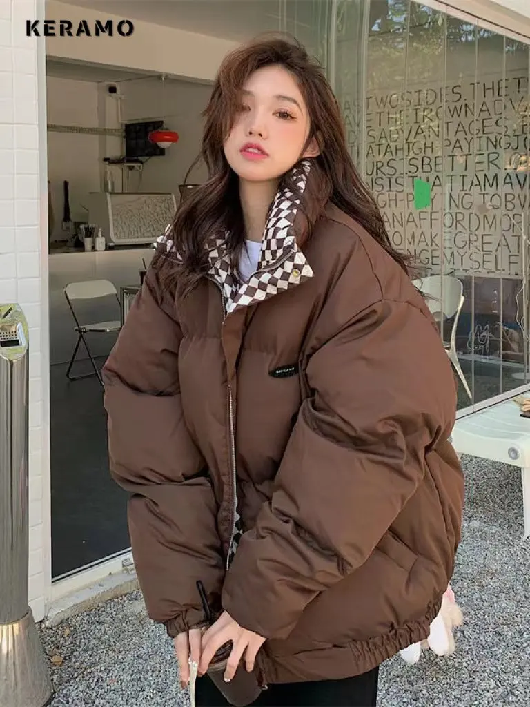 Winter Down Cotton Plaid Jacket Women Zipper Padded Coat Solid Thick Warm Puffer Parkas Jackets Design Loose Outerwear Female
Winter Down Cotton Plaid Jacket Women Zipper Padded Coat Solid Thick Warm Puffer Parkas Jackets Design Loose Outerwear Female