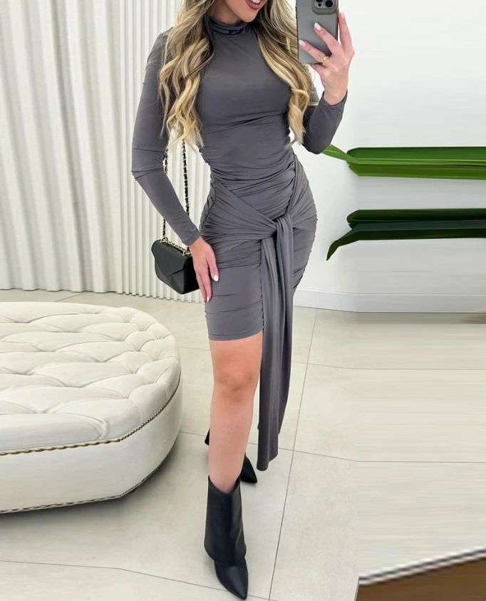Beautiful Girl 2024 Hot Summer Fashion Pleated Lace Up Detail Long Sleeved Stand Up Collar Color Slim Mini Dress In Stock
Beautiful Girl 2024 Hot Summer Fashion Pleated Lace Up Detail Long Sleeved Stand Up Collar Color Slim Mini Dress In Stock