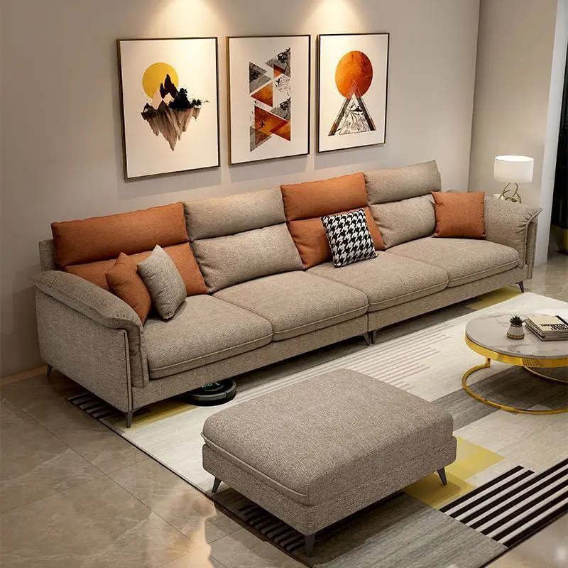 Italian small apartment modern simple three or four people minimalist straight row fabric sofa breathable cotton and linen
Italian small apartment modern simple three or four people minimalist straight row fabric sofa breathable cotton and linen