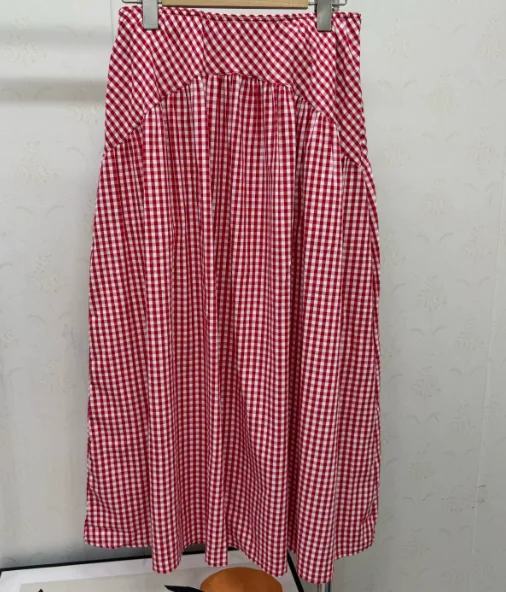 Retro Plaid High-waisted Skirt Women's A-shaped Long Skirt Design Sense Big Swing Skirt Red and White Plaid Skirt
Retro Plaid High-waisted Skirt Women's A-shaped Long Skirt Design Sense Big Swing Skirt Red and White Plaid Skirt