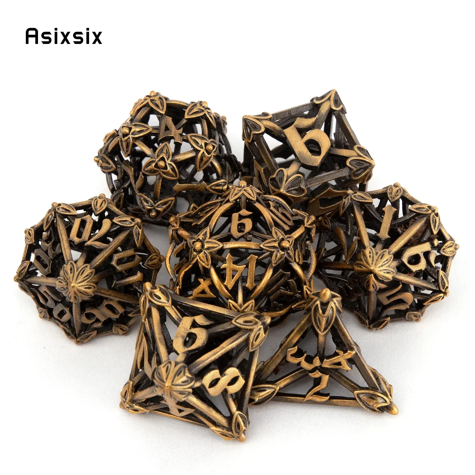 Metal Dice, Perfect For Tabletop Rpgs And Card Games 7 Pcs Copper Leaf Flower Metal Dice Hollow Metal Polyhedral Dice Set Suitab
Metal Dice, Perfect For Tabletop Rpgs And Card Games 7 Pcs Copper Leaf Flower Metal Dice Hollow Metal Polyhedral Dice Set Suitab