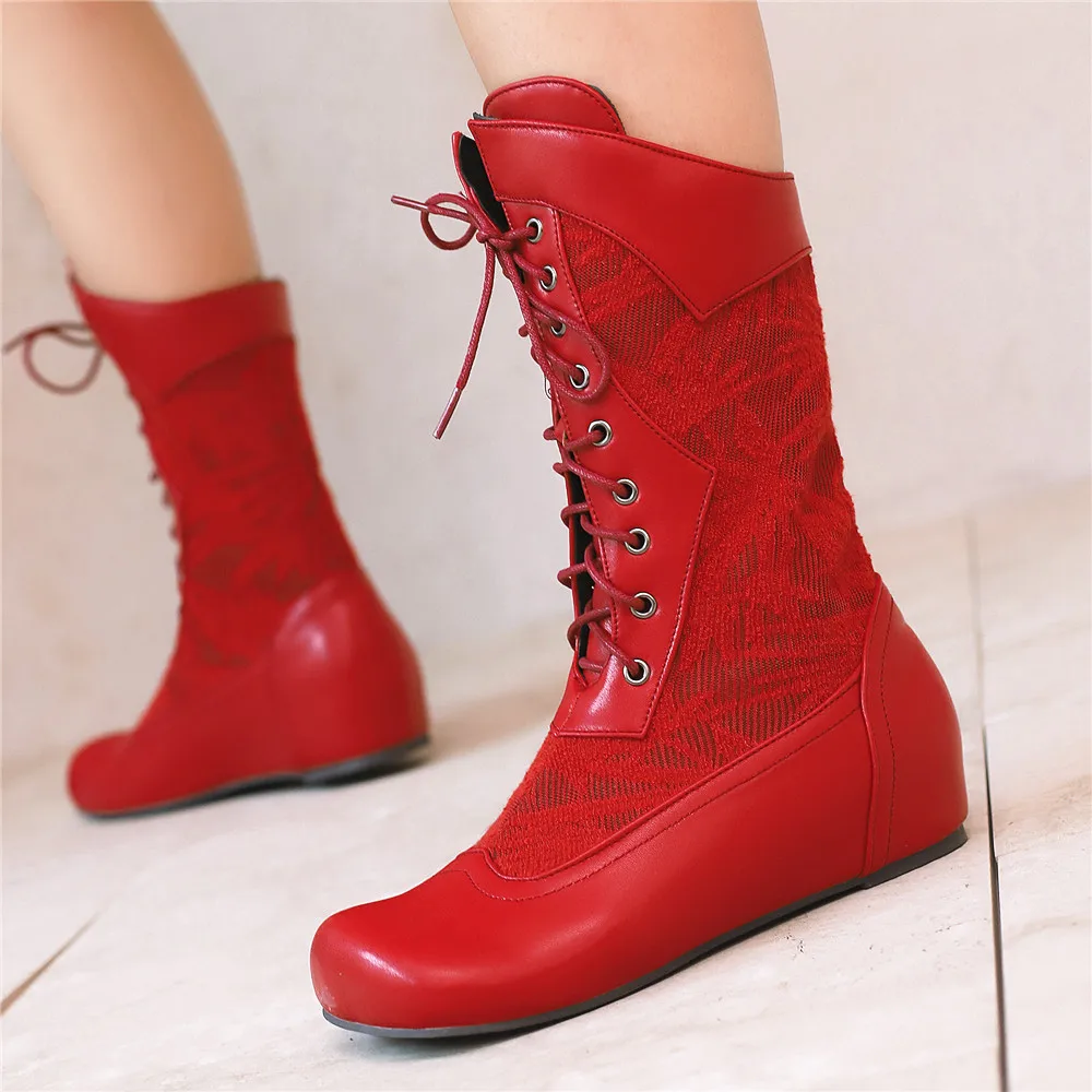 Женские сапоги до середины икры с дизайном 2025 года, с круглым носком, внутренней высотой, на шнуровке, большие размеры 48, 49, 50, модные ботильоны для свиданий 
Женские сапоги до середины икры с дизайном 2025 года, с круглым носком, внутренней высотой, на шнуровке, большие размеры 48, 49, 50, модные ботильоны для свиданий
