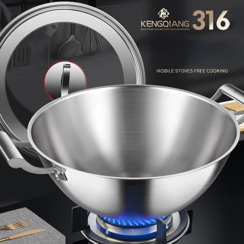316 stainless steel frying pan Deepen non stick pot Household thickening cookware cooking pot
316 stainless steel frying pan Deepen non stick pot Household thickening cookware cooking pot