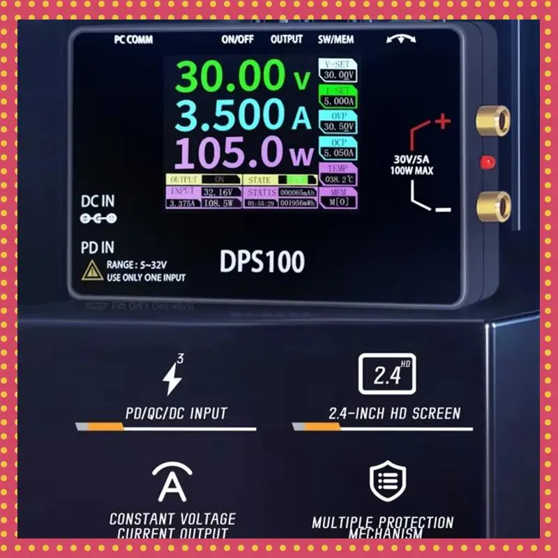 B74A DPS100 30V 5A Portable DC Power Supply 100W Output Digital CNC Adjustable DC Stabilized Power Supply Type-C DC Input
B74A DPS100 30V 5A Portable DC Power Supply 100W Output Digital CNC Adjustable DC Stabilized Power Supply Type-C DC Input