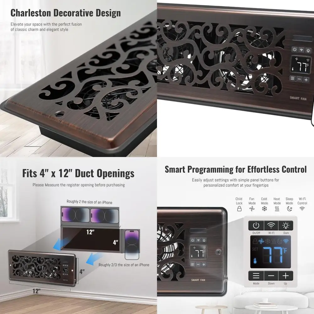 4 x 12 Smart Register Fan Booster with 10-Speed Control and App Management for Enhanced Heating and Cooling
4 x 12 Smart Register Fan Booster with 10-Speed Control and App Management for Enhanced Heating and Cooling