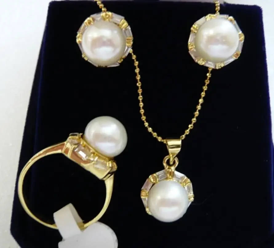 Set white freshwater pearl metal gold-plated geometric earrings rings rings Pendant Necklace Jewelry Valentine's Day gift
Set white freshwater pearl metal gold-plated geometric earrings rings rings Pendant Necklace Jewelry Valentine's Day gift