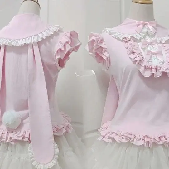 Japan Summer T-Shirt Version Big Bunny Ears Lolita Flying Sleeves Doll Collar Top Lolita T-Shirt
Japan Summer T-Shirt Version Big Bunny Ears Lolita Flying Sleeves Doll Collar Top Lolita T-Shirt