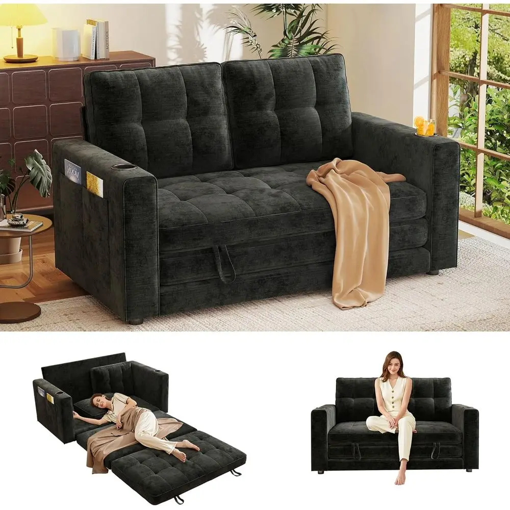 55" Convertible olding Soa Bed, Pull Out Couch Love Seat Sleeper Bed, Small old Out Loveseat Sleeper with Cup Holder and Pillow
55" Convertible olding Soa Bed, Pull Out Couch Love Seat Sleeper Bed, Small old Out Loveseat Sleeper with Cup Holder and Pillow