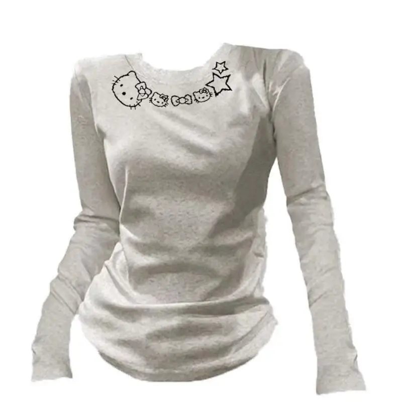 Sanrio hello kitty Gril Top Шикарная нишевая футболка с длинными рукавами и принтом на плечах Slim Fit Новый универсальный топ для поездок на работу Теплый костюм
Sanrio hello kitty Gril Top Шикарная нишевая футболка с длинными рукавами и принтом на плечах Slim Fit Новый универсальный топ для поездок на работу Теплый костюм