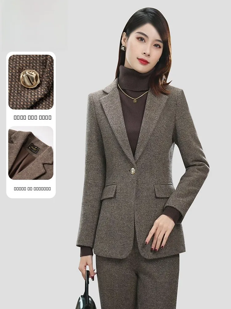 Ele Thiened Woolen Suit Set for Women Casual Workwear Autumn Winter New Sle Commute Sle Button up Pure Color
Ele Thiened Woolen Suit Set for Women Casual Workwear Autumn Winter New Sle Commute Sle Button up Pure Color