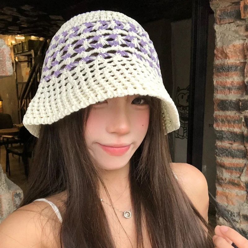 Japanese Hand-woven Cut-out Contrasting Bucket Hat Women's Summer Outdoor Resort Beach Wide Brim Foldable Breathable Sun Caps
Japanese Hand-woven Cut-out Contrasting Bucket Hat Women's Summer Outdoor Resort Beach Wide Brim Foldable Breathable Sun Caps