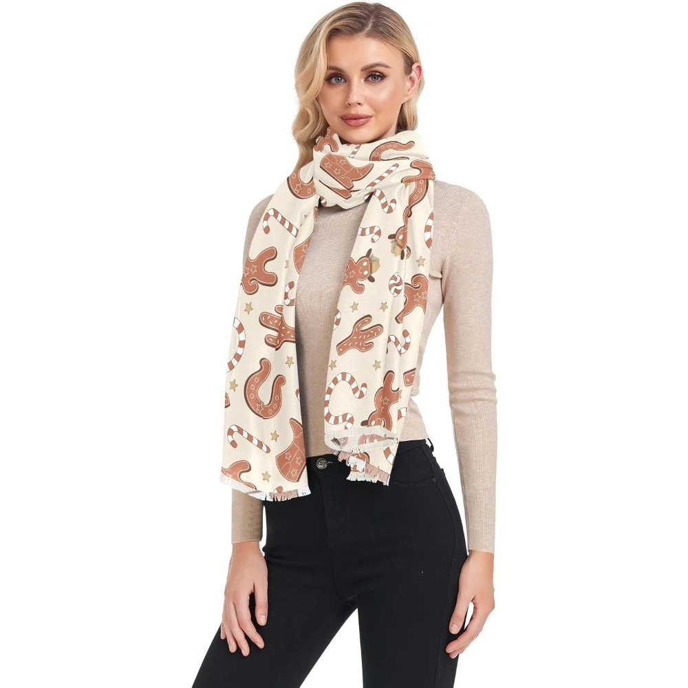 Christmas Gingerbread Cowboy Scarfs for Women Winter Fall Fashion Long Shawl Cozy Soft Large Scarf and Wrap, Head Scarf
Christmas Gingerbread Cowboy Scarfs for Women Winter Fall Fashion Long Shawl Cozy Soft Large Scarf and Wrap, Head Scarf