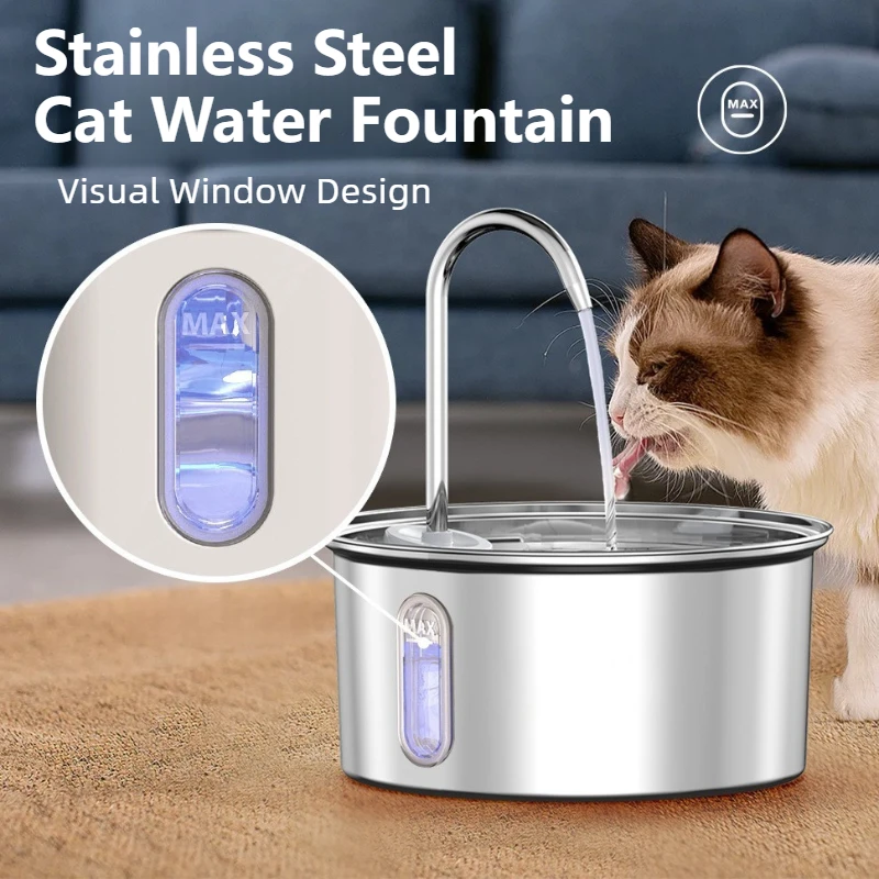 3.2L Stainless Steel Cat Water Fountain Ultra Quiet Cats Water Dispenser with Visible Window Multilayer Filter Pet Drinking Bowl
3.2L Stainless Steel Cat Water Fountain Ultra Quiet Cats Water Dispenser with Visible Window Multilayer Filter Pet Drinking Bowl