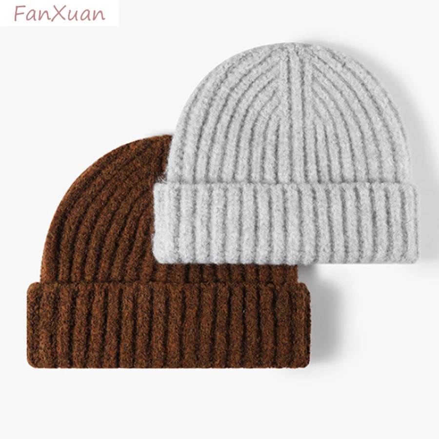men and women beanies winter hats knitted thickened solid color wool blending large winter caps unisex
men and women beanies winter hats knitted thickened solid color wool blending large winter caps unisex
