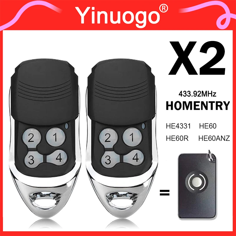 For HomEntry HE4331 HE60R HE60ANZ HE60 Garage Door / Gate Remote Control Hand Transmitter 433.92MHz Rolling Code