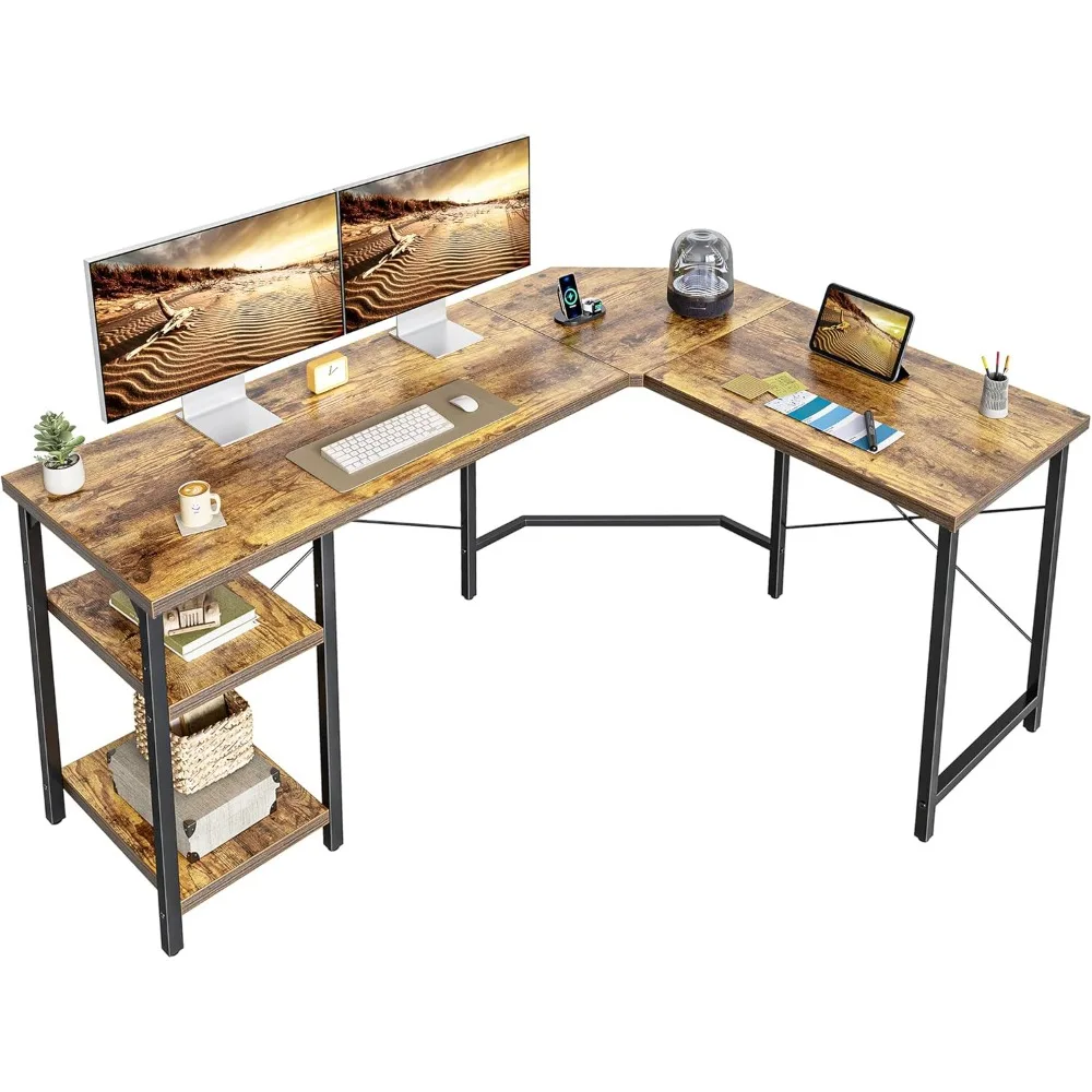 L Shaped Desk, 59.1 Inch Reversible Corner Desk with Storage Shelves, Home Office Desk for Writing Gaming Study, Rustic Brown
L Shaped Desk, 59.1 Inch Reversible Corner Desk with Storage Shelves, Home Office Desk for Writing Gaming Study, Rustic Brown
