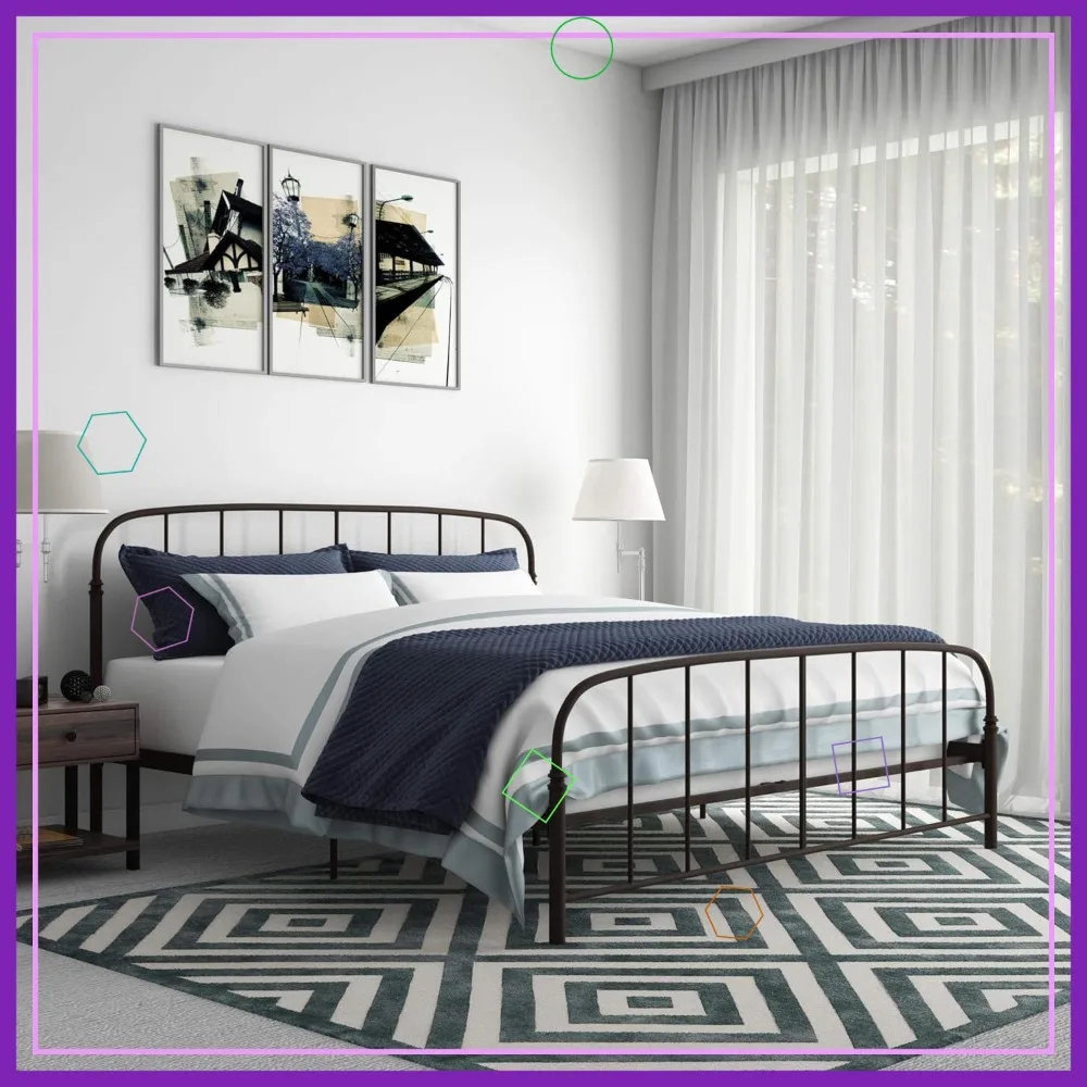 Металлическая кровать-платформа в деревенском стиле с изогнутым изголовьем, регулируемая высота для хранения вещей, королевский размер с бронзовой отделкой
Металлическая кровать-платформа в деревенском стиле с изогнутым изголовьем, регулируемая высота для хранения вещей, королевский размер с бронзовой отделкой