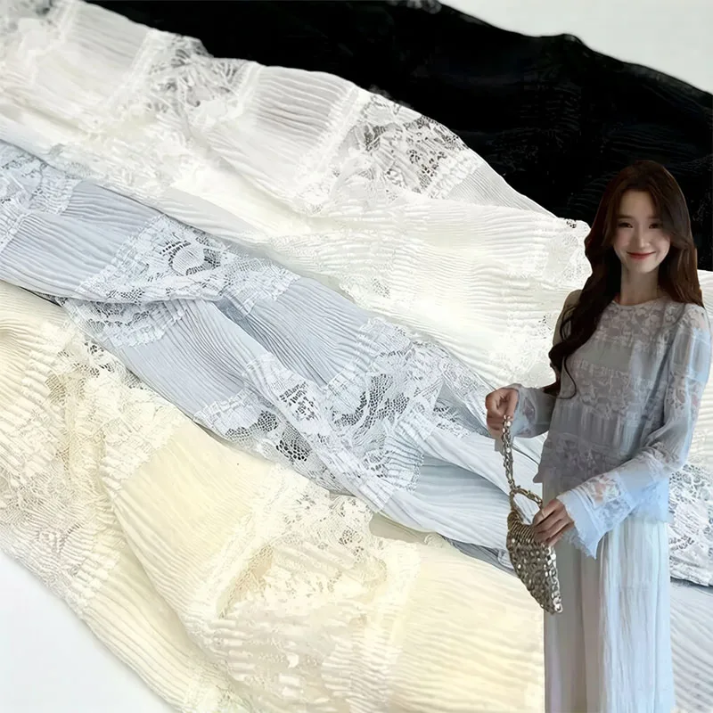 French Romantic Style Lace Chiffon Fabric Dress Dress Wedding Curtain Elastic Pleated Embroidery Fabric
French Romantic Style Lace Chiffon Fabric Dress Dress Wedding Curtain Elastic Pleated Embroidery Fabric