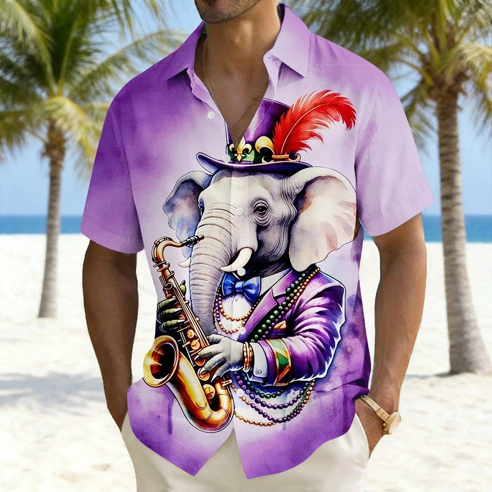 Trendy printed men's short sleeved shirt, 3D printed elephant pattern men's top, suitable for daily wear
Trendy printed men's short sleeved shirt, 3D printed elephant pattern men's top, suitable for daily wear