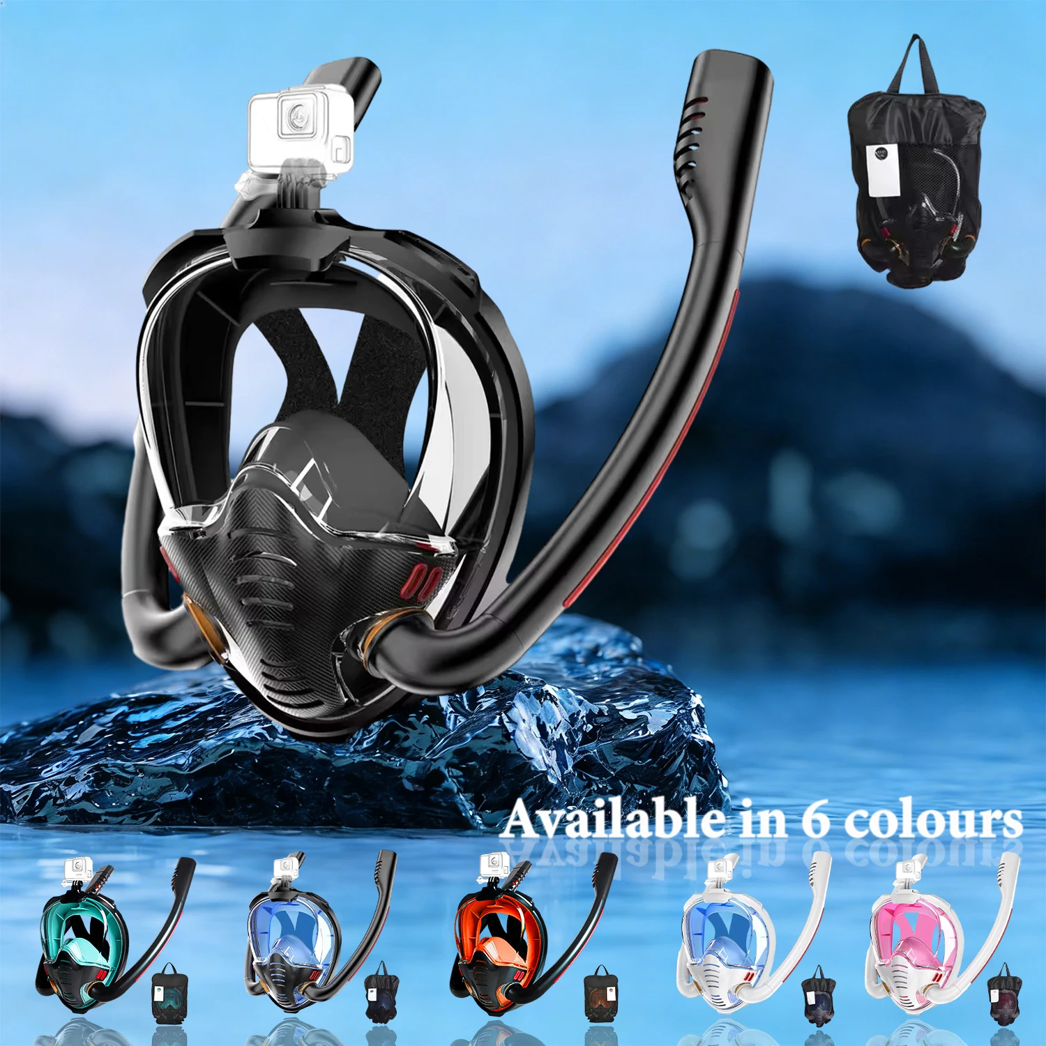 Adult Snorkelling Mask, Dual-Tube Swimming Mask, Silicone Inner Seal, Dry-Breathing System, Outdoor Beach Free-Diving Equipment
Adult Snorkelling Mask, Dual-Tube Swimming Mask, Silicone Inner Seal, Dry-Breathing System, Outdoor Beach Free-Diving Equipment