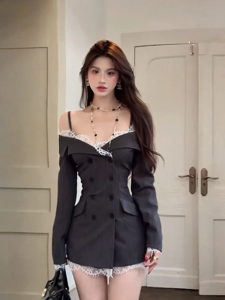 Strive Umei ort Skirt Lace Patchwork Striped Suit Dr Women Spring Pure Desire Design Large Size Korean Sle Commute
Strive Umei ort Skirt Lace Patchwork Striped Suit Dr Women Spring Pure Desire Design Large Size Korean Sle Commute