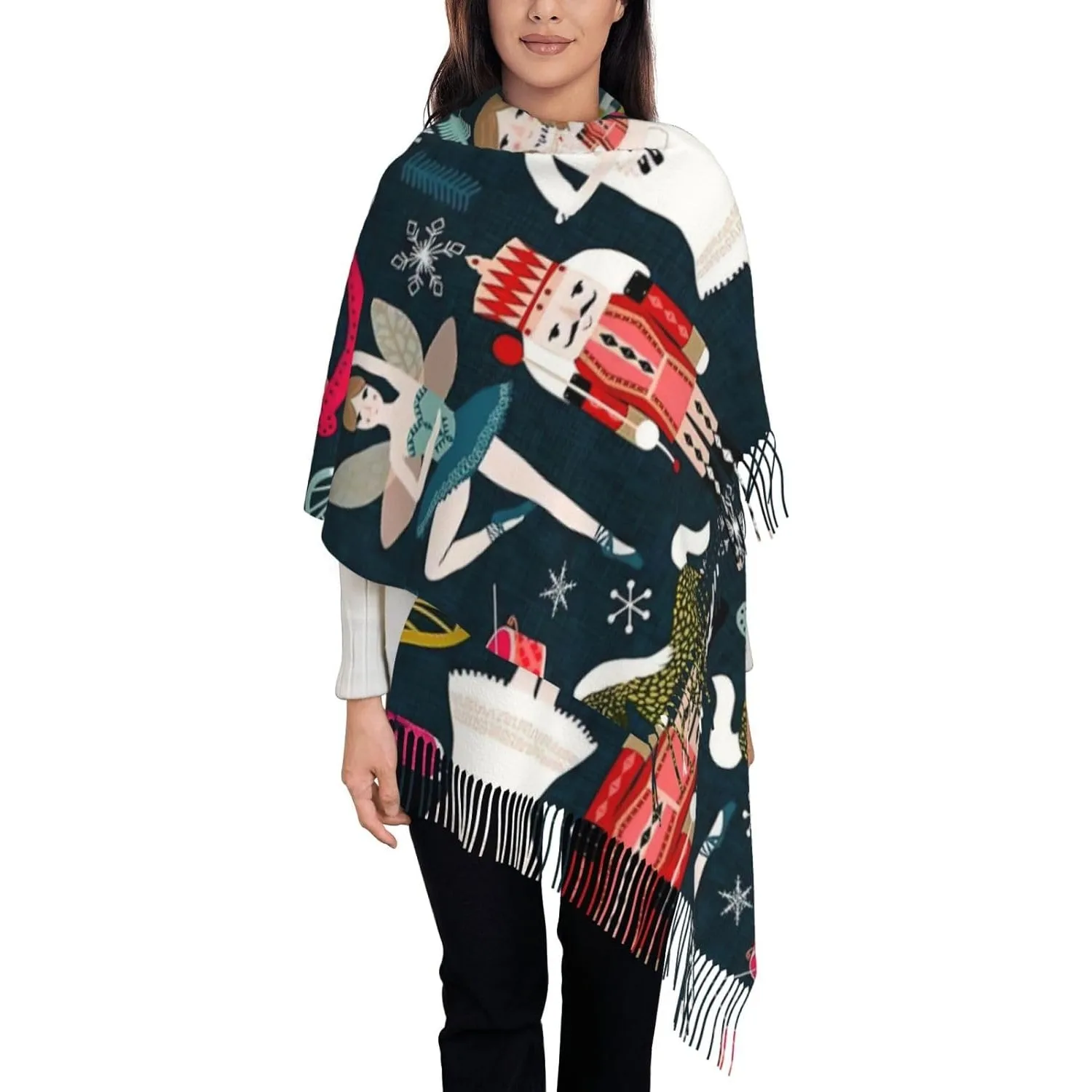Женский зимний шарф «Щелкунчик» для балета и рождественского танца с принтом для женщин, шаль из кашемира с кисточками, модная большая шаль
Женский зимний шарф «Щелкунчик» для балета и рождественского танца с принтом для женщин, шаль из кашемира с кисточками, модная большая шаль