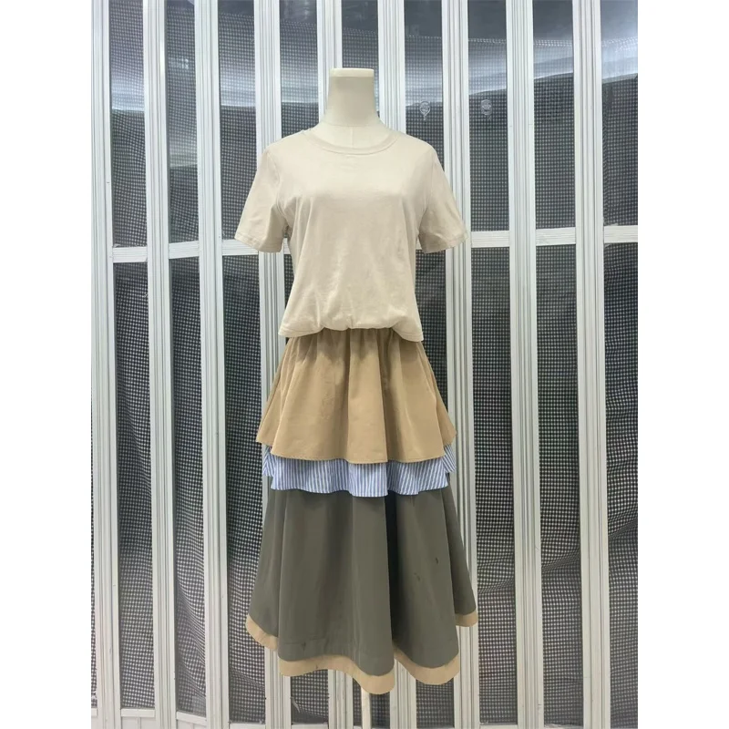 Summer New Women's Dress T-shirt Short Sleeve Splice Skirt Slimming Pleated Head over Fake Two-Piece round Neck Loose Fit
Summer New Women's Dress T-shirt Short Sleeve Splice Skirt Slimming Pleated Head over Fake Two-Piece round Neck Loose Fit