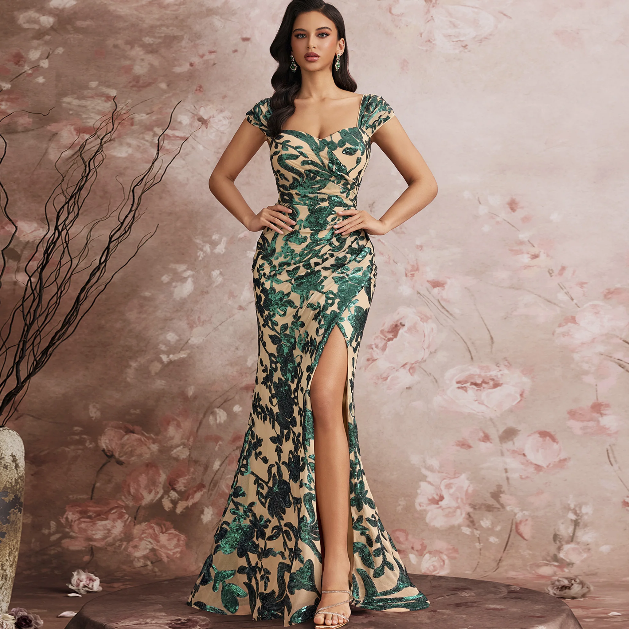 Вечернее платье Rosymae в стиле русалки, милое платье с высоким разрезом до бедра, шампанское, зеленое, с цветочным принтом и блестками, торжественное вечернее платье для выпускного вечера, свадебного гостя
Вечернее платье Rosymae в стиле русалки, милое платье с высоким разрезом до бедра, шампанское, зеленое, с цветочным принтом и блестками, торжественное вечернее платье для выпускного вечера, свадебного гостя