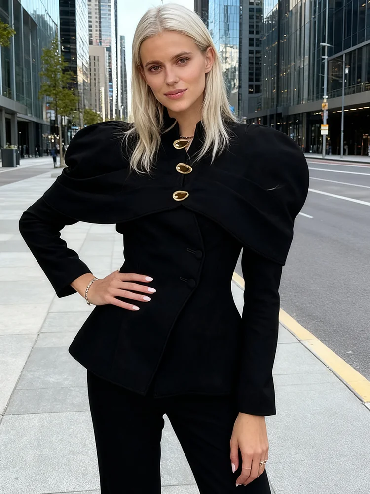 2026 Autumn New Black Luxurious Coat For Women V Neck Long Sleeve Patchwork Buttons Tunic Cape Style Short Jacket Female Tops
2026 Autumn New Black Luxurious Coat For Women V Neck Long Sleeve Patchwork Buttons Tunic Cape Style Short Jacket Female Tops